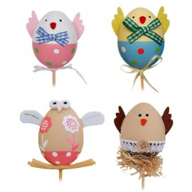 4Pcs Easter DIY Hand Painted Egg Kindergarten Cute Little Egg Cuttings Painted Plastic Craft Toys