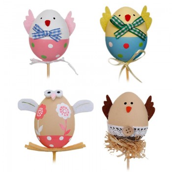 4Pcs Easter DIY Hand Painted Egg Kindergarten Cute Little Egg Cuttings Painted Plastic Craft Toys