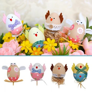 4Pcs Easter DIY Hand Painted Egg Kindergarten Cute Little Egg Cuttings Painted Plastic Craft Toys