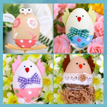 4Pcs Easter DIY Hand Painted Egg Kindergarten Cute Little Egg Cuttings Painted Plastic Craft Toys