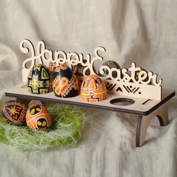 Wooden Creative DIY Craft Easter Eggs Shelves Kids Crafts Bunny Hen Happy Easter Pattern Party Decoration For Home