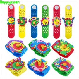 Happyxuan 12 Designs DIY 3D EVA Foam Craft Sticker Handmade Watch Clock Learning Kids Kindergarten Educative Games New Toys 2019
