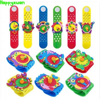 Happyxuan 12 Designs DIY 3D EVA Foam Craft Sticker Handmade Watch Clock Learning Kids Kindergarten Educative Games New Toys 2019
