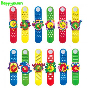 Happyxuan 12 Designs DIY 3D EVA Foam Craft Sticker Handmade Watch Clock Learning Kids Kindergarten Educative Games New Toys 2019
