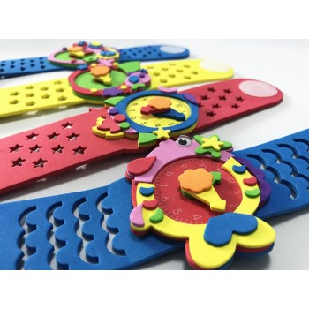 Happyxuan 12 Designs DIY 3D EVA Foam Craft Sticker Handmade Watch Clock Learning Kids Kindergarten Educative Games New Toys 2019