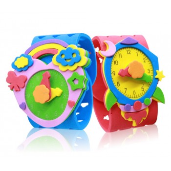 Happyxuan 12 Designs DIY 3D EVA Foam Craft Sticker Handmade Watch Clock Learning Kids Kindergarten Educative Games New Toys 2019