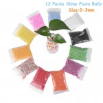 12 Packs Slime Foam Balls Set DIY Craft Foam Beads Toys Micro Polystyrene Styrofoam Pop 2-3mm Best DIY Craft Toy Gifts