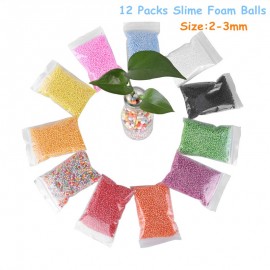 12 Packs Slime Foam Balls Set DIY Craft Foam Beads Toys Micro Polystyrene Styrofoam Pop 2-3mm Best DIY Craft Toy Gifts