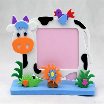 Happyxuan 4pcs/lot Cartoon Animal Photo Frames Handmade DIY Cute Eva foam Craft Kits Stickers Puzzle Children Series HQ1092