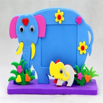 Happyxuan 4pcs/lot Cartoon Animal Photo Frames Handmade DIY Cute Eva foam Craft Kits Stickers Puzzle Children Series HQ1092