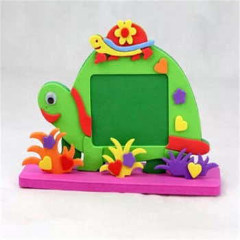 Happyxuan 4pcs/lot Cartoon Animal Photo Frames Handmade DIY Cute Eva foam Craft Kits Stickers Puzzle Children Series HQ1092