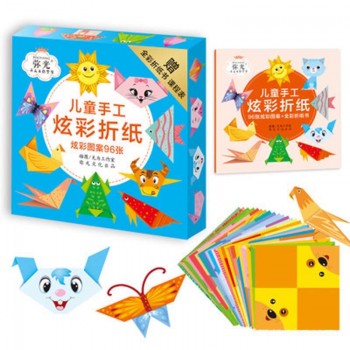 96pcs DIY 3D Origami Paper Childrens Toy Flower Animal Art Handcraft Paper Book Paper-cut Learning Toy Stacked Paper Kids Gift