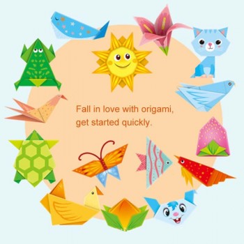 96pcs DIY 3D Origami Paper Childrens Toy Flower Animal Art Handcraft Paper Book Paper-cut Learning Toy Stacked Paper Kids Gift