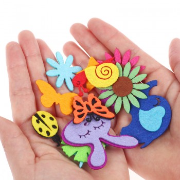 DIY creative non-woven patch children hand made intelligent sticker material non-woven fabric petals DIY Sticker kids toys BS68