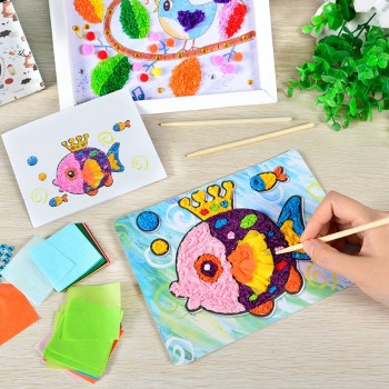 Creative rubbing paper painting Handmade material bag for children DIY Sticker toys Kindergarten gifts Sticky paper painting