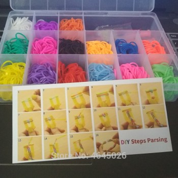 1500pcs Rubber Bands Loom DIY Weaving Tool Box Creative Set Elastic Silicone Bracelet Kit Kids Toys for Children Girls Gift 5 10