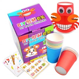 12pcs Children 3D DIY handmade paper cups sticker material kit / Whole set Kids kindergarten school art craft educational toys