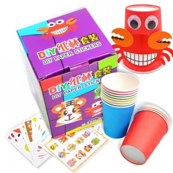 12pcs Children 3D DIY handmade paper cups sticker material kit / Whole set Kids kindergarten school art craft educational toys