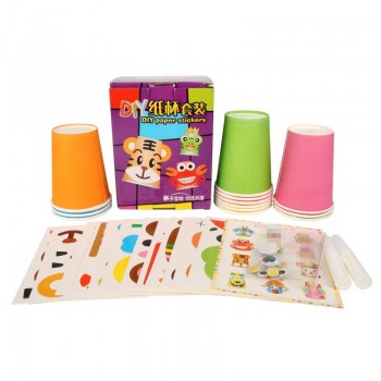 12pcs Children 3D DIY handmade paper cups sticker material kit / Whole set Kids kindergarten school art craft educational toys