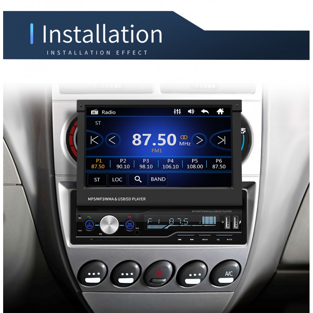 OTOJETA 1din in-dash 7inch screen car multimedia player HD movie play mirror link bluetooth handsfree usb sd aux stereo device