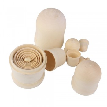 A Set of 10pcs Wooden Russian Nesting Dolls Handmade White Body Matryoshka  Dolls DIY Bisque