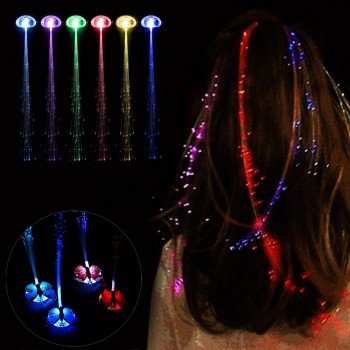 LED Wigs Glowing Flash Ligth Hair Braid Clip Hairpin Children Kid Child Gift Fun Fly Catapult Eject Christmas Birthday Toy