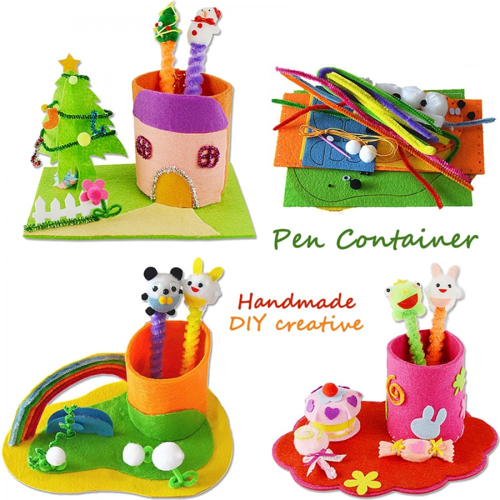 DIY Handmade Felt Fabric Craft Pen Container,Non-woven Pen holder Sewing Kits Project Art amp; Crafts Educational Toys for Kids
