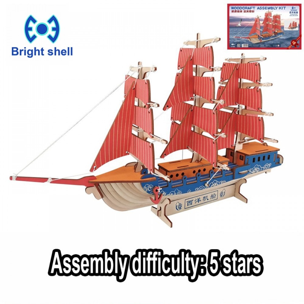 DIY arts and 3D ship Handmade Wooden Craft toys Party Arts Puzzles Model Decoration for children kid Toy Birthday Best Gift