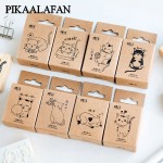PIKAALAFAN Cute Cat Series Boxes Wood Stamp Scrapbook DIY Photo Album Card Decoration Craft Wooden Rubber  Stamp Toy