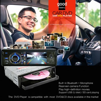 Hot 1 Din Universal Car DVD Player 3inch Digital Touch Screen Auto Radio Bluetooth Motorized Screen CD DVD SD AM AUX Camera