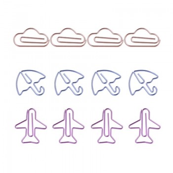 12pcs/lot DIY Craft Toys Cartoon Shape Mini Paper Clips Clear Binder Clips Photos Tickets Letter Paper Clip Crafts for Kids