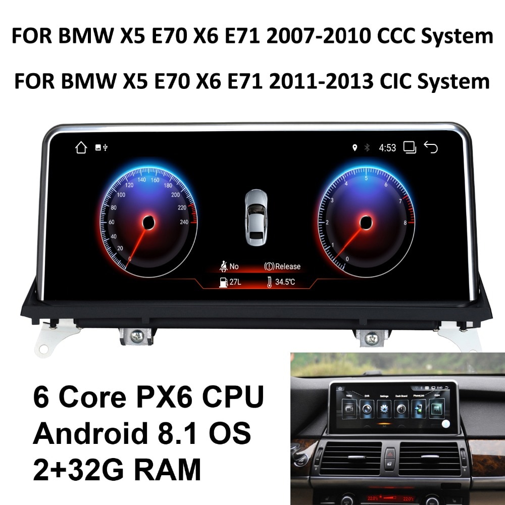 COIKA Android 8.1 System Car Auto Screen For BMW X5 E70 X6 E71 2007-2013 6-Core CPU 2+32G RAM GPS Navi Radio BT WIFI Google AUX