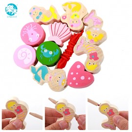 Logwood Wooden toys Baby DIY Toy Wooden Beads Toys Mermaid Beads Learning and Education for Children girls gifts