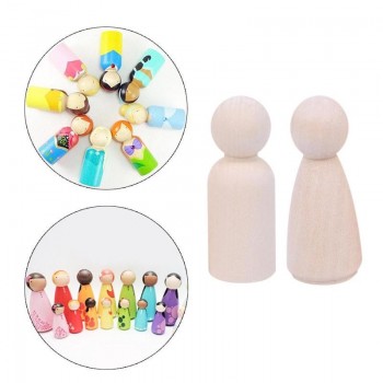 10 Pcs DIY Plain Blank Wooden Peg Dolls Childrens Painted Graffiti Puppet Wooden Man Wooden Toys Wedding Cake Toppers Toys