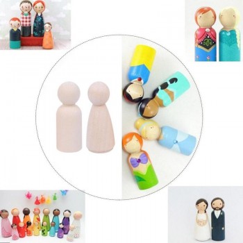 10 Pcs DIY Plain Blank Wooden Peg Dolls Childrens Painted Graffiti Puppet Wooden Man Wooden Toys Wedding Cake Toppers Toys