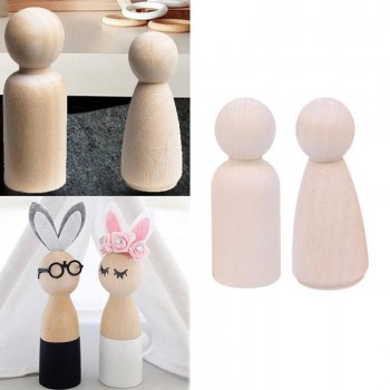 10 Pcs DIY Plain Blank Wooden Peg Dolls Childrens Painted Graffiti Puppet Wooden Man Wooden Toys Wedding Cake Toppers Toys