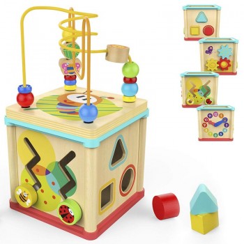 Multi-function Wooden Math Around Bead Maze Letters Recognition Abacus Clock Wooden Baby Toddler Early Educational Toys For Kids