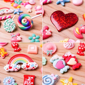 100 Pieces Slime Charms Mixed Candy Sweets Resin Flatback Slime Beads Making Supplies for Art DIY Scrapbooking Crafts