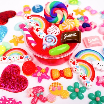 100 Pieces Slime Charms Mixed Candy Sweets Resin Flatback Slime Beads Making Supplies for Art DIY Scrapbooking Crafts