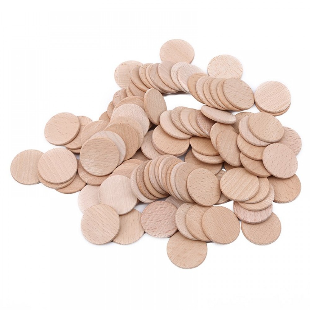 100Pcs 30-40mm Diameter Thickness Unfinished Round Wood Cutouts Circles Chips For DIY Crafts Special Tools Kid Best Gift