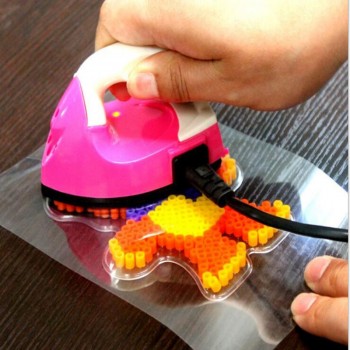 Children Pink Mini Dry Iron for Perler Beads Hama Beads Iron Template Puzzle Pegboards Accessories Kids Craft Plastic Iron