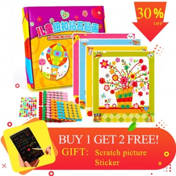 Novel and interesting DIY Button Stickers Kids Handmade Painting Craft Kit Learning Educational Drawing Board Toys For Children
