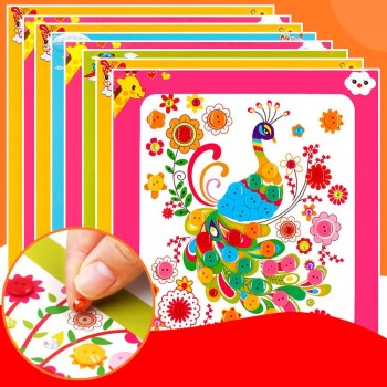 Novel and interesting DIY Button Stickers Kids Handmade Painting Craft Kit Learning Educational Drawing Board Toys For Children