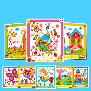 Novel and interesting DIY Button Stickers Kids Handmade Painting Craft Kit Learning Educational Drawing Board Toys For Children