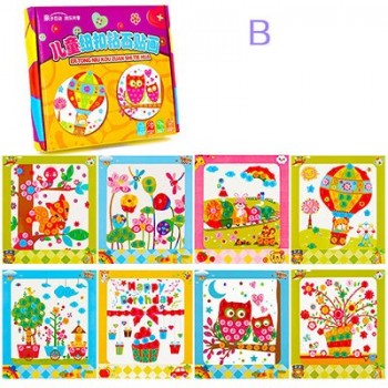 Novel and interesting DIY Button Stickers Kids Handmade Painting Craft Kit Learning Educational Drawing Board Toys For Children