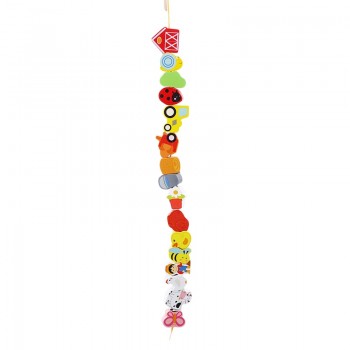 Wooden Toys Baby Flower Beads String Lacing Puzzle Early Learning Educational Toddler Toys for Children 2-4 Years