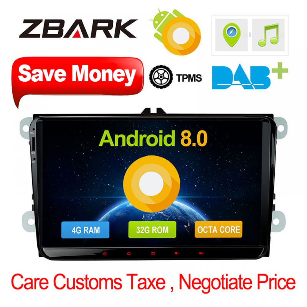 9Android 8.0 Octa Core Car Player Radio GPS No DVD forVolkswagen Golf Plus Passat CC Touran Tiguan Sharan Skoda Seat