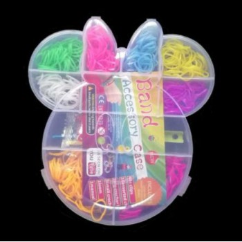 Elephant Shaped Boxed Rubber Loom Bands Kit for Kids DIY Bracelets Mix Colorful Rubber Bands 2 Hook+1 Tool+10 S Clips Band Set