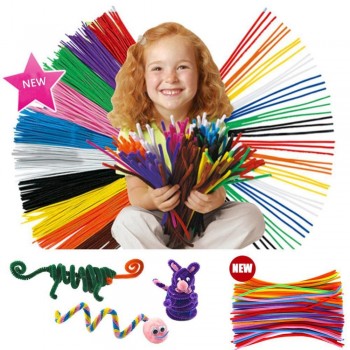 100Pcs Kids Child Craft Plush Sticks Handmade Art DIY Materials Shilly Stick Toys Childrens Educational DIY Toys for Children