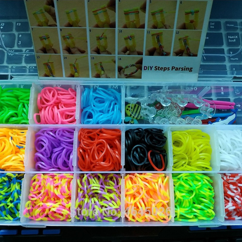 1500pcs Rubber Bands Loom DIY Weaving Machine Box Elastic Rezinochki Bracelet Creative Kit Girls Gift Kids Toys for Children 5 7